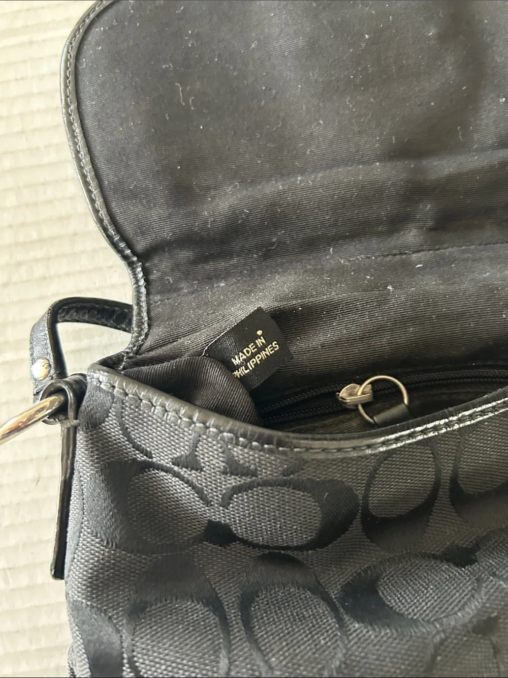 Coach Black Signature Canvas Crossbody with Buckle Detail